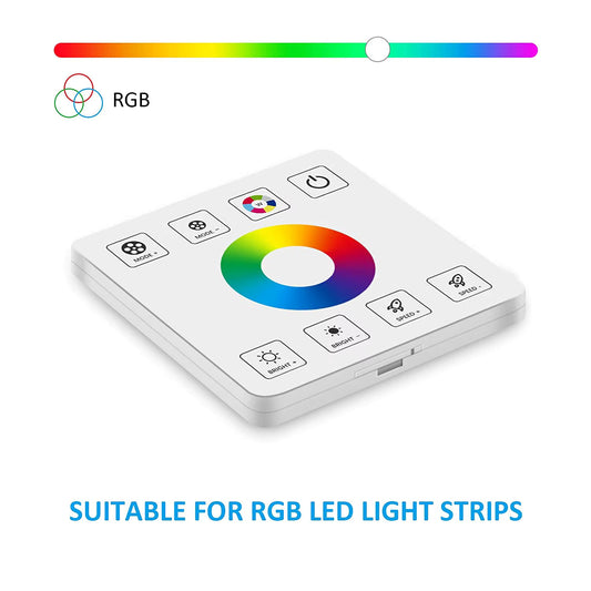 Controlador de luz LED RF RGB con panel táctil inalámbrico y control remoto, interruptor atenuador de 5 V, 12 V y 24 V